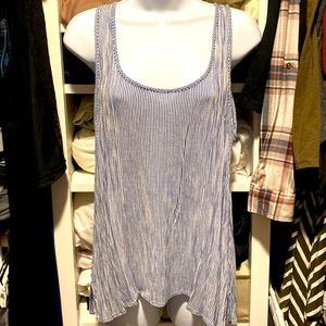 Navy and white pinstripes. Brand Daytrip. Size large